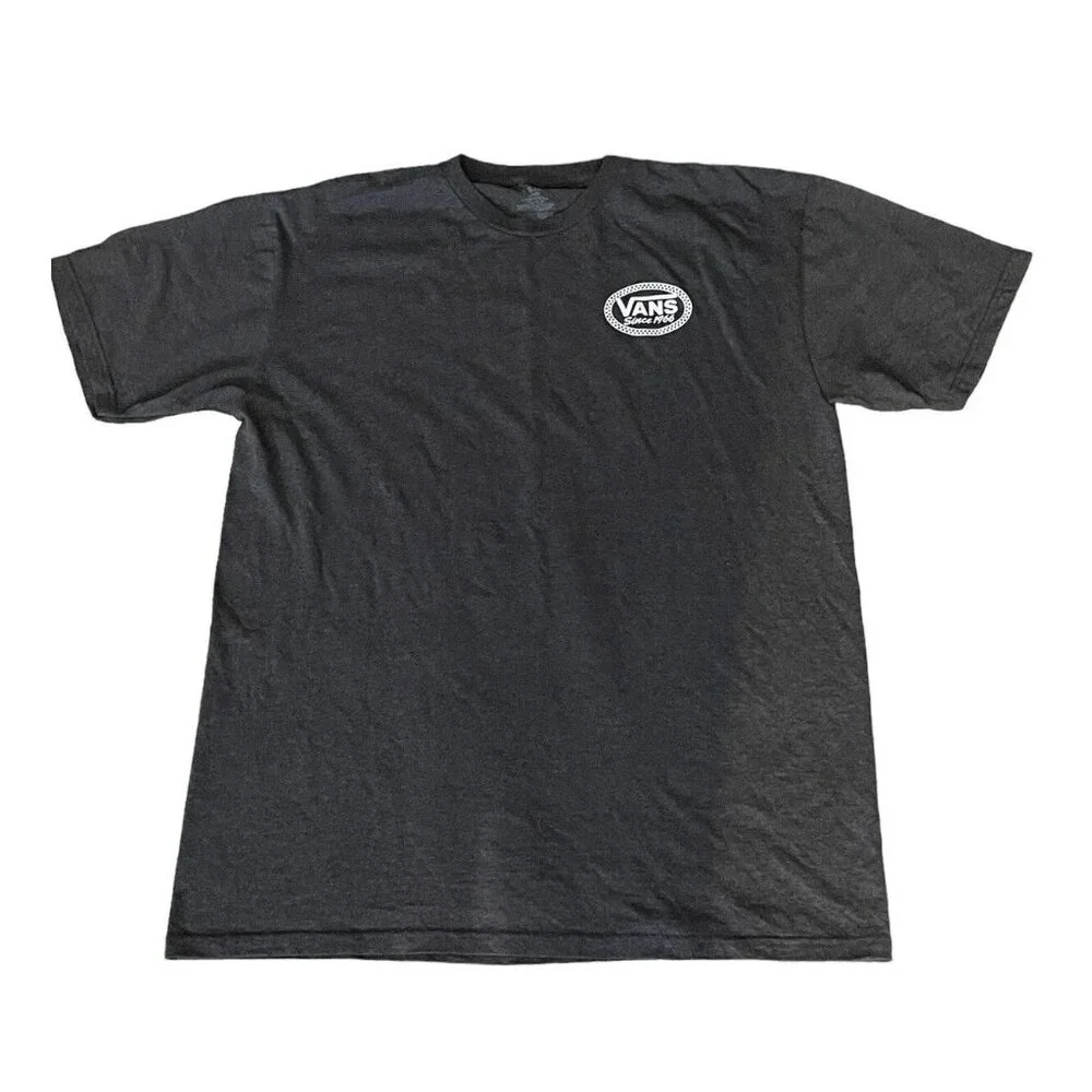 Vans Shirt Mens Large Dark Gray Crewneck Logo Short Sleeve Graphic Tee Lounge - Picture 1 of 6